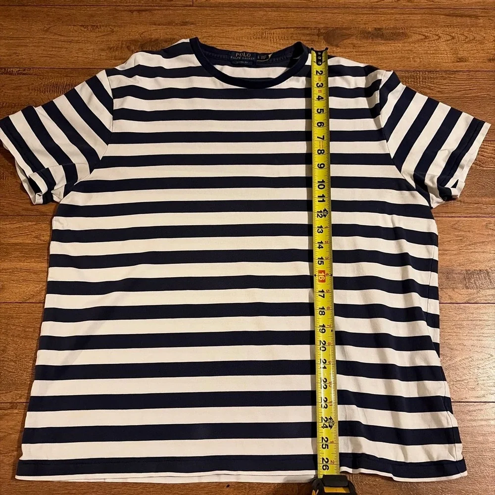 Polo Ralph Lauren Mens Classic Fit Striped T-Shirt Navy White Large